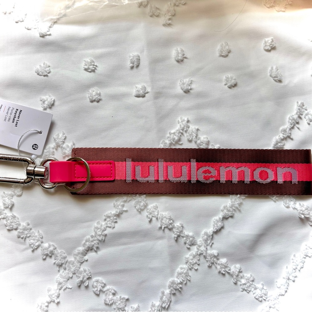 Lululemon Athletica Pink and Brown Logo Strap